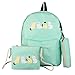 Produktbild 3 pcs Damen Rucksack Sets,BestShope Monochrom Katze Muster Groß FreizeitRucksack Schulrucksack Reisetasche& Handtasche Beuteltasche und Kleine Geldbörse Geldbeutel für Jugendliche Männer Mädchen