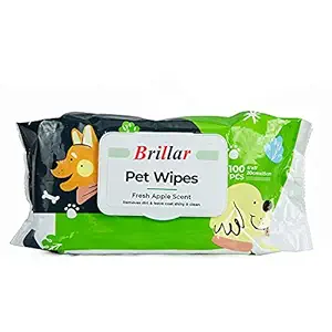 Brillar Wet Pet Wipes for Dogs, Puppies & Pets with Fresh Apple Scent 6