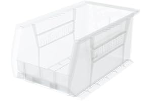 Akro-Mils 30240 AkroBins Plastic Storage Bins, Space-Saving Stackable Bins for Garage, Pantry, Craft Organization, 38.1 cm x 20.32 cm x 17.78 cm, Clear, 12-Pack