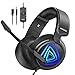 Produktbild Mpow Gaming Headset, 50MM-Treiber/Stereo Bass-Sound/Noise Cancelling/Hautfreundliche Protein-Ohrenschützer/Lautstärke&Licht-Regler Gaming PC Headset mit Mikrofon für PS4 Xbox One, Nintendo Switch