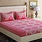 Newleaf Trends™ Microfibre Double Bedsheet with 2 Pillow Covers (90 x 90 Inches, Pink Fruti)