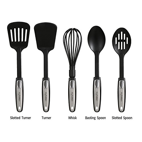 NexGadget Premium-25-Stücke Sets von Kochgeschirr mit Edelstahl und Nylon,Küchenhelfer-Set , Kochen Tools einschließlich Löffel, Turners, Tongs, Schneebesen, Schäler, Schaber, Messbecher und Löffel Nylon Kochutensilien 25 PCS - 2