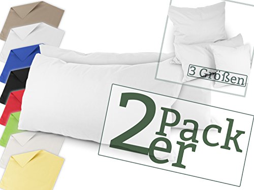 Renforcé-Kissenbezüge im Doppelpack - 100% Baumwolle – schlicht und edel im Design, in 8 Uni-Farben, 40 x 80 cm, weiß