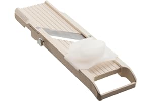 Benriner Mandolin Vegetable Slicer 6.4cm, White - 3 interchangeable Stainless Steel Blades & Safety Guard - Japanese Handheld Mandolin Slicer for Shredding, Slicing & Julienning Fruit & Vegetables