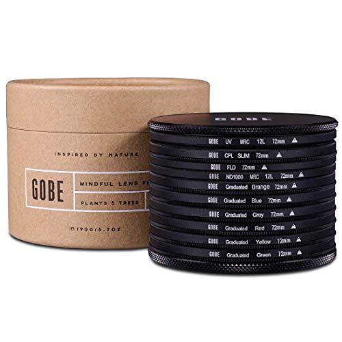 Gobe - Kit de filtres 72mm: UV, Polarisant CPL, FLD, ND1000 + gradués Orange, Bleu, Gris, Rouge, Ja Gobe - Kit de filtres 72mm: UV, Polarisant CPL, FLD, ND1000 + gradués Orange, Bleu, Gris, Rouge, Ja