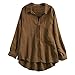 Produktbild Geili T Shirt Damen,Frauen Täglich Beiläufige Lose Leinen Solid Button Langarm T-Shirt Bluse Tops mit Fronttasche Damen Sommer Herbst Langarmshirt Freizeit Hemd Oberteile Basictop