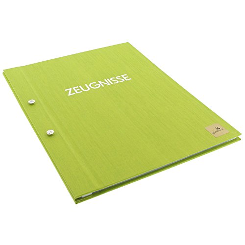 Goldbuch Zeugnismappe, Colours, A4, Mit Schraubverschluss und 12 Sichttaschen, Erweiterbar, Leinenstruktur, Grün, 36005