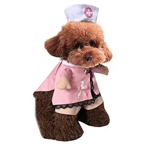Mikayoo Pet Dog Cat Halloween Costume Doctor Nurse Costume Dog Jeans Clothes Cat Funny Apperal Outfit Uniform(Nurse,S)