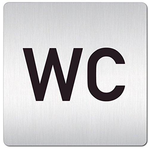XXL Toiletten - Schild - Türschild - Hinweisschild "WC" aus 1,5mm starkem Aluminium mit veredelter Oberfläche • kontrastreicherer Look als bei herkömmlichen Edelstahlschilder • 125 x 125mm • pflegeleicht & langlebig • schneller Versand aus Köln!