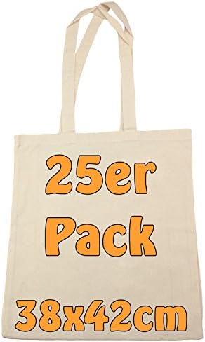 CottonbagjoeCotton Bags | 38 x 42 cm | Blank | with Two Long Handles | Paintable | Öktex 100 Certified | Jute Bag | Fabric Bags