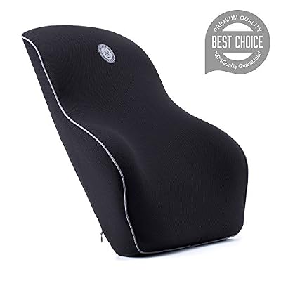 FMS Coussin lombaire Memory Foam soutien lombaire coussin avec taie d'oreiller amovible Nouveau Design Orthopédique pour Mal au Dos (43*38*12 cm, Noir)