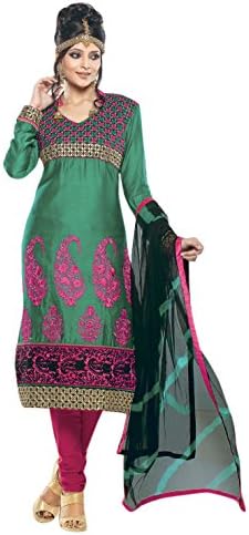 Triveni Women's Indian Pakistani Traditional Semi Stitched Salwar Kameez With Dupatta 120