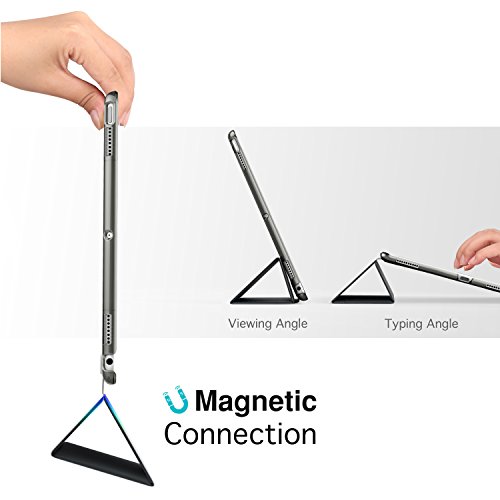 MoKo Hülle für Neu iPad Pro 12.9 2017 – PU Leder Tasche Schutzhülle Schale Smart Case mit Translucent Rücken Deckel, mit Auto Schlaf / Wach Funktion und Stanfunktion für Apple New iPad Pro 12.9 Zoll 2017 Tablet, Space Grau - 3