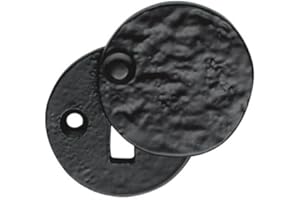 I IRONMONGERY SOLUTIONS Ironmongery Solutions® Black Cast Iron Escutcheon Plates Keyhole Cover Key Hole Door Lock Accessories (Standard Covered Escutcheon)