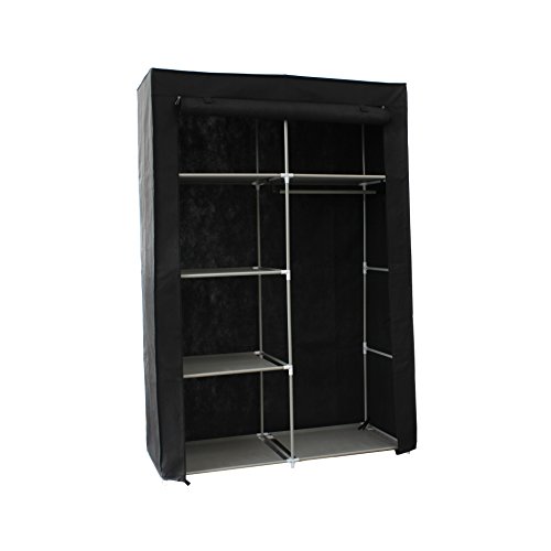 EBS® Kleiderschrank Wäscheschrank Garderobenschrank Stoffschrank Faltschrank mit Regal Schwarz 154 x 45 x 105cm - 5