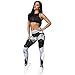 Produktbild Sport Leggings Damen,Dasongff Frauen Sport Gym Yoga Leggings Workout Mid Waist Drucken Yoga Pants Running Hosen Fitness Stretch Leggings Yogahosen Trainingshose (XL, Grau)