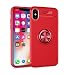Produktbild IJIA Case Hülle für Apple iPhone XS (5.8") - Rot Schutzhülle Kohlefaser Weich TPU Silikon Case Sport im Freien Mit 360° drehbare magnetische Rot Ring Standplatz Handyhülle