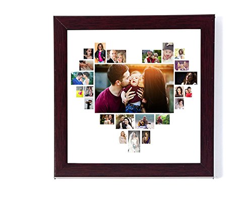 Generic 12In X 12 In Personalised Photo Collage Heart Shaped Love Shaped Photo Frame Wbg Collage
