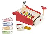 Nuestra caja registradora small foot con accesorios de madera ofrece una gran diversión para los vendedores a partir de los 3 años de edad. El cajero es de madera resistente