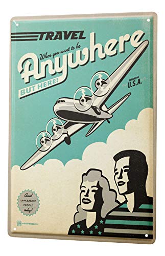 Nostalgic Cartel de chapa Placa metal tin sign Bar Restaurante Placa Decorativa De Metal Mujer Aviones Hombre Viajes 20X30 cm