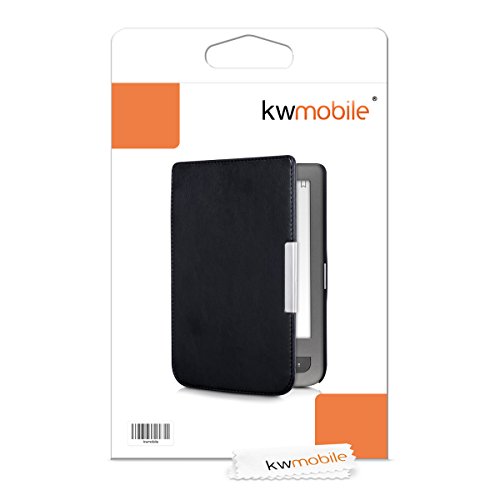 kwmobile Hülle für Pocketbook Touch Lux 3 / Touch Lux 2 – Flipcover Case eReader Schutzhülle – Bookstyle Klapphülle Schwarz - 6
