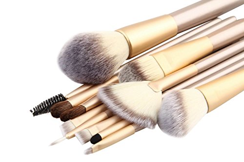 Nestling® 18 Stück professionelle Kosmetik Make-up Pinsel Werkzeuge Kosmetik Make-up-Pinsel-Set mit Roll up PU-Leder Tasche, Holzgriff - 7