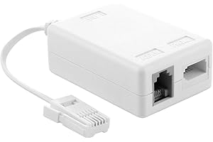 AAA PRODUCTS ADSL Microfilter with Cable Lead and RJ11 Connection Adapter - BT Plug, Socket for Broadband Modems - Compatible with BT, TalkTalk, Sky, Plusnet, EE, Vodafone - White