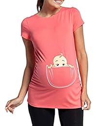 Lazzboy T-Shirt Sommer Mutterschaft Schwangerschaft Frauen Cartoon Baby Print Starren Kleidung Schwangere Lustig Plus Gr/&ouml;/&szlig;e L-3XL