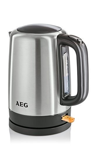 AEG Wasserkocher 4Series EWA 5230 (1,7 Liter, Einhand-Deckelöffnung, Entnehmbarer Kalkfilter, Ausgießer mit Tropfschutz, Flaches Edelstahl Heizelement, 2200 Watt, gebürstetes Edelstahl)