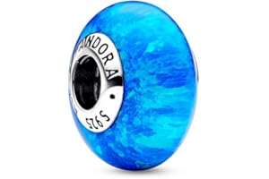 PANDORA Moments Schillerndes Tiefblaues Ozean Charm aus Sterling Silber mit künstlichem Opal, Kompatibel Moments, Größe: 13,6 cm, 791691C02