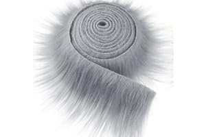 PEJLND Black Faux Fur Fabric, 5 x 150cm Shaggy Plush Trim - Turkey Fluffy Craft for Gnomes Beard, Santa Claus Hair, Dwarf Cosplay Costume, DIY Christmas Decorations (D-Grey)