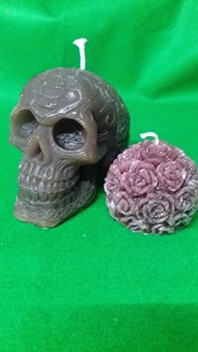 Light Brown Celtic Skull &amp; Rose Ball Candle Set