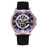 LuckhomeHerren Analog Quarz Uhr mit Leder Armband Mode Männer Quarzuhr Hochwertige Lederuhr Blu Ray Glas Armbanduhr（B）