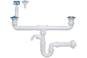 INCONNU Doppelter Siphon für Spülbecken mit Anschluss an Geschirrspüler Spülen Siphon dopelt Sifon Syphon für die Spüle