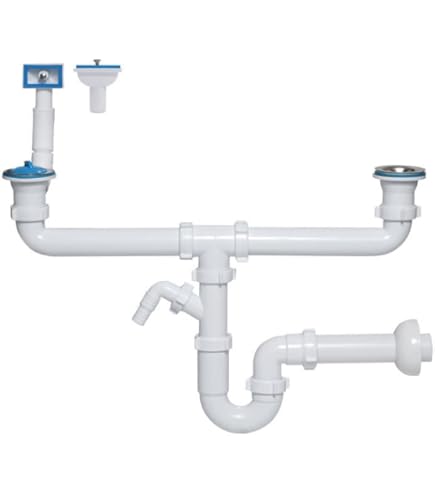 Sifone Lavabo Doppio Salvaspazio - Uscita Ø32-40mm Colore Grigio - Foto 5