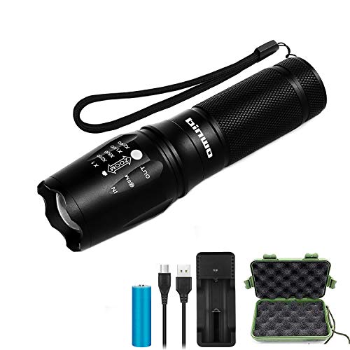 Torcia a LED,BINWO 2000 Lumen Impermeabile Torcia Elettrica,CREE XM-L2 LED Ricaricabile Torcia con Caricatore USB, 18650 Batteria Ricaricabile, Militare Torcia,Regolabile 5 Modalità di Illuminazione