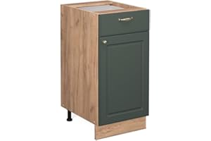 Vicco mobiletto base per cucina Fame-Line, Verde-oro Country House/Quercia dorata, 40 cm senza piano di lavoro