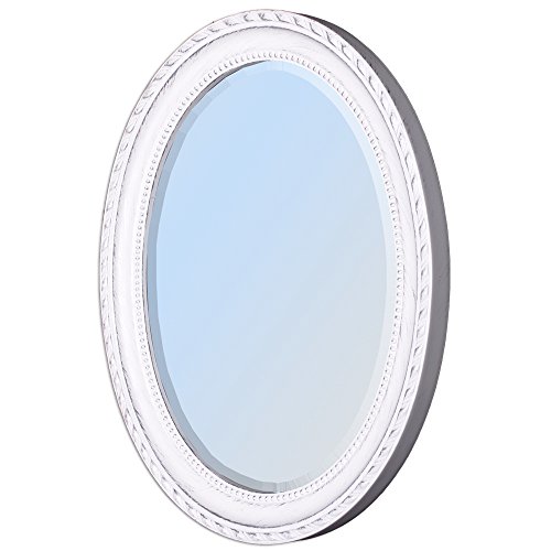 OVALER BAROCKSPIEGEL MIT HOLZRAHMEN WANDSPIEGEL 57x67cm Leila Weiß Silber Antik - 8