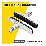 HOHE BREMSPERFORMANCE - Spezielle Gummimischung für verbesserte Bremsperformance: asymmetrischer 72 mm V-Brake Bremsschuh aus unserer Premium Serie - hohe Bremsleistung im Alltag. Von international anerkannten Prüfinstanzen wie TÜV & Co. geprüft.