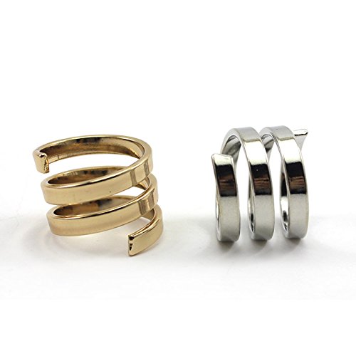 Huayang schicke Frauen Mädchen 3 Ebenen Frühling Stil Knuckle Band Ring Überzug Tipp Plain Finger Ring (Gold) - 4