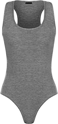 New Womens Long Sleeves Plain Off Shoulder Bardot Top Bodysuit Leotard Top (SM/UK 8-10, Charcoal)