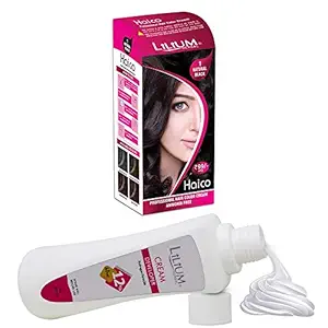 Lilium Haico Professional Natural Black Hair Color, 50ml With Hydrogen Peroxide 12% 40VOL Developer, 500ml
