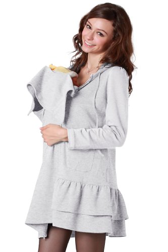 Sweet Mommy Ruffle Hem Hoodie with baby pouch GRL