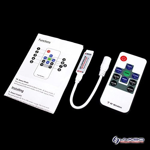 LinkSquare 10 Key RF Remote Control + DC5V / 12V / 24V 12A 288W RF Mini Controller Dimmer for RGB LED SMD Fairy Light Strip