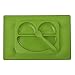 DOMIRE Happy Face Feeding Set EasyMat Kids Placemat No Mess Divided Suction Plate. Safety Food Grade Silicone Non-slip Suction Bowl Sectional Baby Plate. (Green)