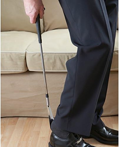 Deluxe Chrome Long Handled Shoehorn For Boots & Shoes - Strong & Flexible