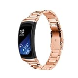Armbanduhr Band 18 mm, happytop Edelstahl Armband Wrist Strap Uhren Ersatz für Samsung Gear Fit 2 sm-r360 S rose gold
