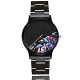 OHQ Armbanduhr Damen Uhr Edelstahl Armband Metallarmband Metallband Analog Quarz Damenuhr Mädchen Wasserdicht echtes Marmor Zifferblatt Glitzer Strass (Schwarz(B))