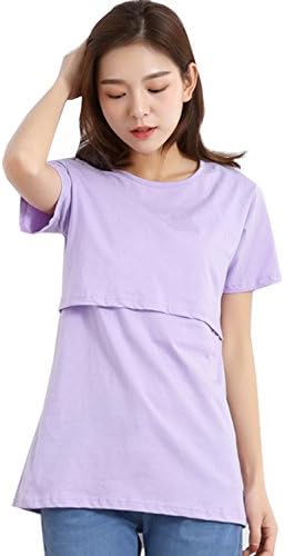Epmami Womens Short Sleeves Nursing Tops Basic Blouses Summer Cute Breastfeeding Shirts/Tshirts
