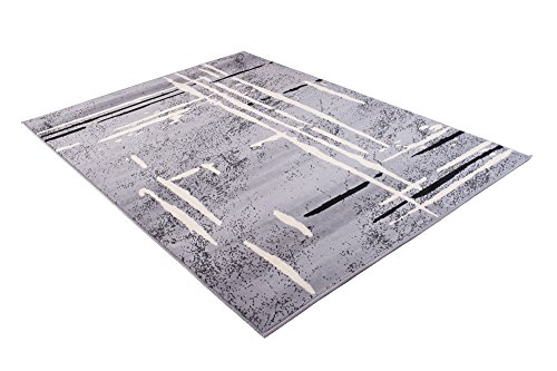 Designer Teppich Modern – Muster Abstraktion Streifen Meliert in Grau – Top Wohnzimmer Design – Viele Größen Neuheit 160 x 220 cm - 7